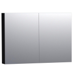 Saniclass Dual Spiegelkast - 100x70x15cm - 2 links- rechtsdraaiende spiegeldeur - MDF - hoogglans zwart SW371776
