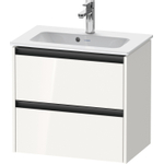 Duravit Ketho.2 Wastafelonderbouwkast - met 2 laden - 61x39x54.9cm - met grepen antraciet - hoogglans wit SW772930