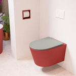 Mondiaz LAVIE hangtoilet – spoelrandloos – 36 x 53 cm – met softclose zitting – Fire (rood), zitting Smoke (lichtbruin) SW1208728