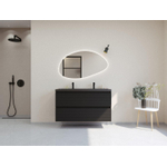H&R Badmeubelen Infinity XXL 3D Badkamermeubelset - 120 cm - 1 keramische wasbak djazz mat zwart - 2 kraangaten - 2 lades - mat zwart SW863500