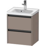 Duravit Ketho.2 Wastafelonderbouwkast - met 2 laden - 48.4x37.5x54.9cm - met grepen antraciet - basalt mat SW771825