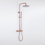 Fortifura Calvi Regendoucheset - thermostatisch - 25cm hoofddouche - metalen slang - staaf handdouche - Geborsteld koper PVD (Koper) SW1204400