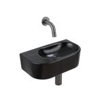 QeramiQ Fuente pack lave-mains – demi-rond – 40 x 21,5 x 12 cm – céramique noir mat – sans perçage – robinet gunmetal SW1233116