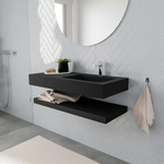 MONDIAZ ALAN 100cm - Ensemble meuble de salle de bains - solid surface - tablette avec lavabo suspendu - vasque à droite - 1 trou de robinet - urban SW408854