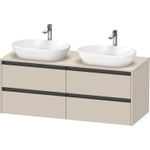 Duravit ketho meuble sous 2 lavabos avec plaque console et 4 tiroirs pour double lavabo 140x55x56.8cm avec poignées anthracite taupe super mat SW773159