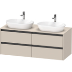 Duravit Ketho.2 Wastafelonderbouwkast - inclusief consoleplaat - met 4 laden - voor dubbele waskommen - 140x55x56.8cm - met handgrepen antraciet - taupe supermat SW773159