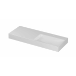 INK United lavabo - 120x45x11cm porcelaine droite avec 1 trou de robinetterie incl. bonde clic-clac en porcelaine et système de trop-plein dissimulé - blanc brillant SW956092