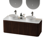 Royal Plaza Terra Edge Badkamermeubelset - 120x44.7x46cm - solid surface topblad wit mat - 2 lades - kastanje (walnoot) SW1471959