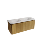 Saniclass Terra Badkamermeubelset - 120cm - 2 lades - afgeronde hoeken - 2 wastafels - 2 kraangaten - sandwood (licht eiken) SW1441223