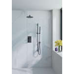 FortiFura Calvi Ensemble de douche pluie encastrable - thermostatique - bras mural - barre curseur - pommeau 25cm - douchette stick - Noir mat SW1030625