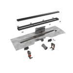 Easy Drain Compact 50 TAF Modulo caniveau de douche inox avec grille Zero+, garde d'eau 50mm 80cm profondeur d'encastrement 90mm avec sortie latérale noire SW102753
