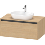 Duravit ketho 2 meuble sous lavabo avec plaque console avec 1 tiroir 100x55x45.9cm avec poignée anthracite chêne naturel mate SW772062