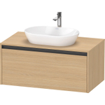 Duravit Ketho.2 Wastafelonderbouwkast - inclusief consoleplaat - met 1 lade - 100x55x45.9cm - met handgreep antraciet - natuur eiken mat SW772062