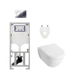 Villeroy & Boch Subway 2.0 DirectFlush Ceramic+ ensemble WC en céramique avec réservoir Geberit et plaque de commande chrome SW17598