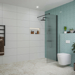 Fortifura Galeria Douche à l'italienne - 60x200cm - verre nervuré - Noir mat SW876962