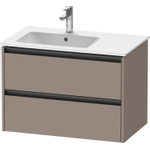 Duravit Ketho.2 Wastafelonderbouwkast - met 2 laden - voor waskom links - 81x48x54.9cm - met grepen antraciet - basalt mat SW772708