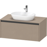 Duravit ketho 2 meuble sous lavabo avec plaque console avec 1 tiroir 100x55x45.9cm avec poignée anthracite lin mat SW772107