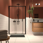 Sealskin Inc. Porte coulissante en niche en deux parties 120x200cm 8mm verre de sécurité transparent avec traitement anticalcaire noir mat SW795472