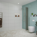 Fortifura Galeria inloopdouche - 30x200cm - rookglas - wandarm - PVD - geborsteld RVS SW876896