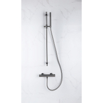 FortiFura Calvi Ensemble de douche barre curseur avec douchette stick, flexible lisse et robinet de douche Gunmetal PVD SW811919