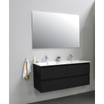 Basic Line Bella Badkamermeubelset - 120x55x46cm - 2 wasbakken - Keramiek - Wit - 2 kraangaten - Wandspiegel zonder verlichting - Melamine Zwart mat SW491882