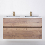Saniclass Aurora Ensemble de meuble - 120x45cm - 2 tiroirs - 2 trous de robinet - marbre blanc - Roble SW1138697