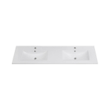 Saniclass Vygo Meubelwastafel - 161.5x46x2cm - overloop - 2 wasbakken - 2 kraangaten - keramiek - glans wit SW1471933