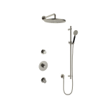 Hotbath Cobber IBS20 Ensemble de douche de tête encastré - bras mural 35 cm - douche de tête ronde 30 cm - pomme de douche à main 3 jets - barre de douche - nickel brossé SW440673