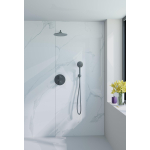 Fortifura Calvi Inbouw Regendoucheset - rond - thermostatisch - wandarm - 25cm hoofddouche - ronde handdouche - gladde slang - Geborsteld Gunmetal PVD SW1244912