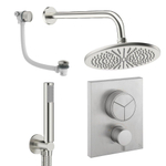 Crosswater MPRO Regendoucheset inbouw - 2 hendels - badafvoer - 30cm douchekop - handdouche - wandarm - geborsteld RVS SW1472737