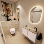 MONDIAZ TURE-DLUX Meuble toilette - 80cm - Rosee - EDEN - vasque Frappe - position droite - 1 trou de robinet SW1102950