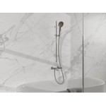 FortiFura Calvi Mitigeur baignoire - avec barre curseur - douchette ronde - flexible en métal - Chrome SW997403