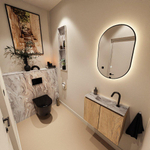 MONDIAZ TURE-DLUX 60cm toiletmeubel Washed Oak. EDEN wastafel Glace positie midden. Met 1 kraangat. SW1103588