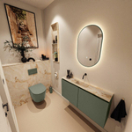 MONDIAZ TURE-DLUX Meuble toilette - 100cm - Army - EDEN - vasque Frappe - position centrale - sans trou de robinet SW1102674