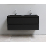 Basic Bella Meuble lavabo acrylique noir avec 2 trous de robinet 120x55x46cm Flat Pack Noir mat SW538783