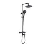 Fortifura Calvi Regendoucheset - thermostatisch - 25cm hoofddouche - metalen slang - ronde handdouche - draaibare baduitloop - mat zwart SW1592501