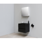 Basic Bella Meuble salle de bains avec lavabo acrylique Noir avec armoire toilette 1 porte gris 60x55x46cm sans trous de robinet Noir mat SW491906