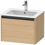 Duravit Ketho.2 Wastafelonderbouwkast - met 1 lade - 61x48x44cm - met greep antraciet - natuur eiken mat SW772235