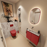 MONDIAZ TURE-DLUX Meuble toilette - 60cm - Fire - EDEN - vasque Glace - position gauche - sans trou de robinet SW1103260