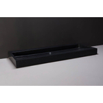 Forzalaqua Palermo lavabo - 120.5x51.5x9cm - 2 trous de robinet - granit adouci (noir) SW230819