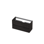 INK Wastafelonderkast - 100x40x52cm - 2 lades - greeploos - met houten keerlijst - MFC - Houtskool eiken SW207233