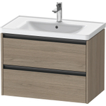 Duravit Ketho 2 wastafelonderbouwkast met 2 laden 78.4x45.5x54.9cm met grepen antraciet eiken terra mat SW773152