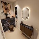 MONDIAZ TURE-DLUX 80cm toiletmeubel Rust. EDEN wastafel Lava positie links. Met 1 kraangat. SW1104033