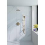 Fortifura Calvi Inbouw Regendoucheset - rond - thermostatisch - wandarm - glijstang - 25cm - hoofddouche - ronde handdouche - PVD - geborsteld messing (goud) SW1189352