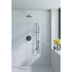 Fortifura Calvi Inbouw Regendoucheset - rond - thermostatisch - wandarm - glijstang - 25cm - hoofddouche - staaf handdouche - gladde doucheslang - PVD - geborsteld gunmetal (antraciet) SW1189340