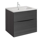 Crosswater Glide II Badmeubelset - 60x45x52cm - 2 lades - greeploos - wastafel - kraangat - ice white - steelwood (hout) SW890275