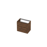 Ink meuble 2 tiroirs sans poignée décor bois avec cadre tournant en bois symétrique 70x65x45cm noyer SW693081