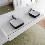 Mondiaz Lagom Meuble salle de bains 180x30.9x45cm Solid Surface Urban 2 tiroirs avec lavabo BINX vasque à poser double 2 trous de robinet SW409399