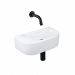 QeramiQ Fuente fonteinset – halfrond – 40x21.5x12 cm – keramiek wit mat – zonder kraangat – mat zwarte kraan SW1233083