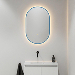 Mondiaz GLOW Miroir de salle de bains - Ovale - 45x90cm - Éclairage LED indirect - Capteur de mouvement - Jeans (Bleu) SW1105154